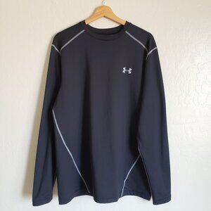 Under Armour Cold Gear Base Layer Crewneck Shirt Men XL Black Fitted Long Sleeve